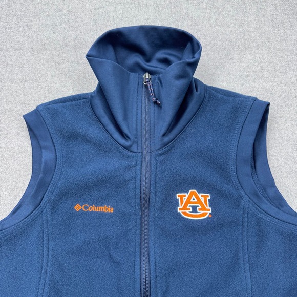 Auburn University Tigers Columbia Fleece Vest Sz M Blue‎ Full Zip Pockets - Picture 6 of 13
